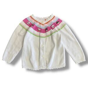 Gymboree Cupcake Knit Cardigan 18–24M Vintage 2008 White Pastel Sweater